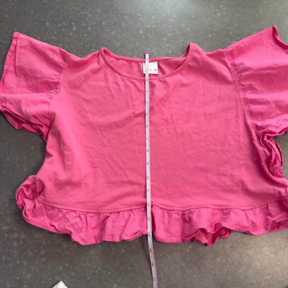 Zara Girls White & Pink Ruffle Sleeve Tops - Size 13-14 (164 cm) - Picture 7 of 8